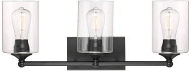 360-Lighting-Bellings-Modern-Industrial-Vintage-Wall-Mount-Light-Black-Metal-Hardwired-24-Wide-3-Light-Vanity-Fixture-Clear-Glass-Cylinder-Shades-for-Bat-9