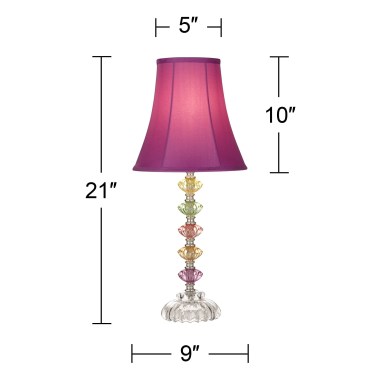 360-Lighting-Bohemian-Traditional-Chic-Style-Accent-Table-Lamp-21-High-Multi-Colored-Stacked-Glass-Pink-Orchid-Bell-Shade-Decor-for-Kids-Girls-Living-Roo-3