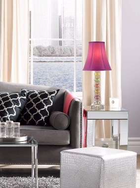 360-Lighting-Bohemian-Traditional-Chic-Style-Accent-Table-Lamp-21-High-Multi-Colored-Stacked-Glass-Pink-Orchid-Bell-Shade-Decor-for-Kids-Girls-Living-Roo-6