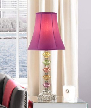 360-Lighting-Bohemian-Traditional-Chic-Style-Accent-Table-Lamp-21-High-Multi-Colored-Stacked-Glass-Pink-Orchid-Bell-Shade-Decor-for-Kids-Girls-Living-Room-1