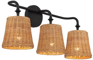 360-Lighting-Keanu-Farmhouse-Rustic-Cottage-Wall-Light-Matte-Black-Hardwire-23-14-3-Light-Fixture-Natural-Rattan-Shade-for-Bedroom-Bathroom-Bedside-Vanity-Livin-6