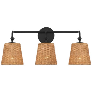 360-Lighting-Keanu-Farmhouse-Rustic-Cottage-Wall-Light-Matte-Black-Hardwire-23-14-3-Light-Fixture-Natural-Rattan-Shade-for-Bedroom-Bathroom-Bedside-Vanity-Livin-96