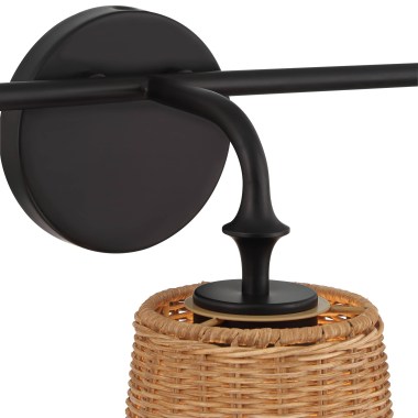 360-Lighting-Keanu-Farmhouse-Rustic-Cottage-Wall-Light-Matte-Black-Hardwire-23-14-3-Light-Fixture-Natural-Rattan-Shade-for-Bedroom-Bathroom-Bedside-Vanity-Livin