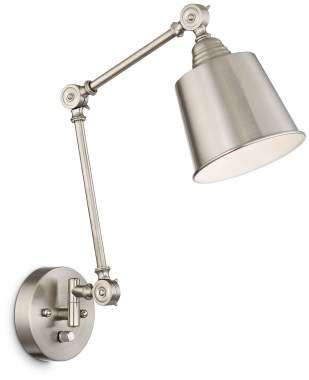 360-Lighting-Mendes-Modern-Industrial-Adjustable-Swing-Arm-Wall-Lamps-with-Cord-Set-of-2-Brushed-Nickel-Plug-in-Light-Fixture-Dimmable-Metal-Shade-Bedroo-5