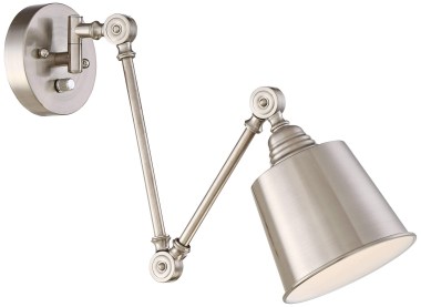 360-Lighting-Mendes-Modern-Industrial-Adjustable-Swing-Arm-Wall-Lamps-with-Cord-Set-of-2-Brushed-Nickel-Plug-in-Light-Fixture-Dimmable-Metal-Shade-Bedroo-6
