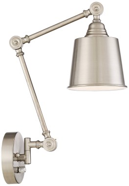 360-Lighting-Mendes-Modern-Industrial-Adjustable-Swing-Arm-Wall-Lamps-with-Cord-Set-of-2-Brushed-Nickel-Plug-in-Light-Fixture-Dimmable-Metal-Shade-Bedroo-7