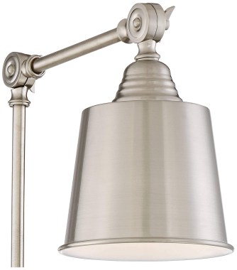 360-Lighting-Mendes-Modern-Industrial-Adjustable-Swing-Arm-Wall-Lamps-with-Cord-Set-of-2-Brushed-Nickel-Plug-in-Light-Fixture-Dimmable-Metal-Shade-Bedroo