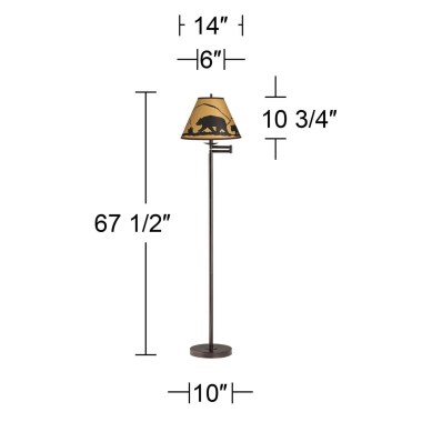 360-Lighting-Modern-Western-Style-Floor-Lamp-Adjustable-Swing-Arm-Standing-Base-67.5-Tall-Bronze-Mountain-Scene-Empire-Shade-Decor-for-Living-Room-Reading-House-5