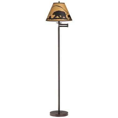 360-Lighting-Modern-Western-Style-Floor-Lamp-Adjustable-Swing-Arm-Standing-Base-67.5-Tall-Bronze-Mountain-Scene-Empire-Shade-Decor-for-Living-Room-Reading-House