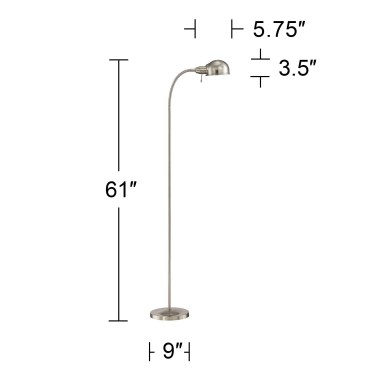 360-Lighting-Ridley-Modern-Standing-Task-Floor-Lamp-61-Tall-Satin-Nickel-Silver-Adjustable-Gooseneck-Arm-Bright-Lighting-for-Living-Room-Reading-House-Decor-Bed